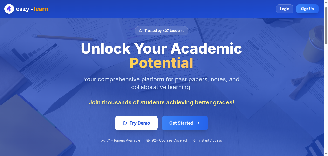 eazy-learn homepage preview